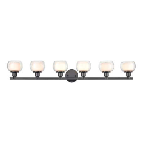 A large image of the Innovations Lighting 330-6W-7-45 Cairo Vanity Black / White / Clear