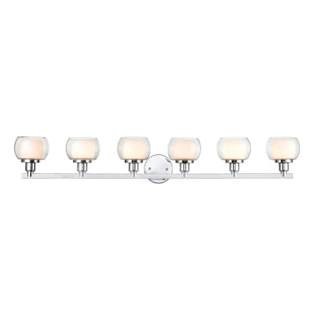 A large image of the Innovations Lighting 330-6W-7-45 Cairo Vanity Polished Chrome / White / Clear