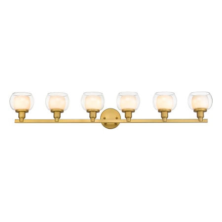 A large image of the Innovations Lighting 330-6W-7-45 Cairo Vanity Satin Gold / White / Clear