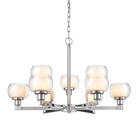 A large image of the Innovations Lighting 330-9CR-15-30 Cairo Chandelier Polished Chrome / White / Clear