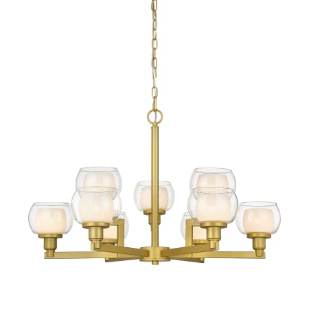 A large image of the Innovations Lighting 330-9CR-15-30 Cairo Chandelier Satin Gold / White / Clear