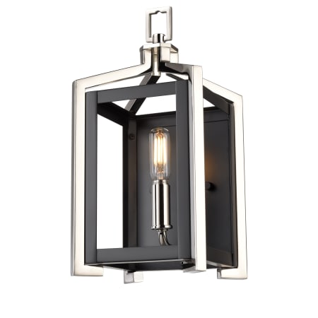 A large image of the Innovations Lighting 376-1W-12-6 Wiscoy Sconce Black Polished Nickel