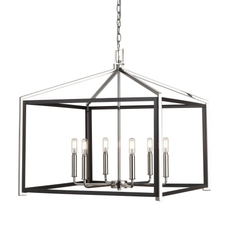A large image of the Innovations Lighting 376-6CR-24-24 Wiscoy Chandelier Black Polished Nickel