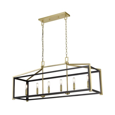 A large image of the Innovations Lighting 376-6I-18-42 Wiscoy Linear Brushed Satin Brass