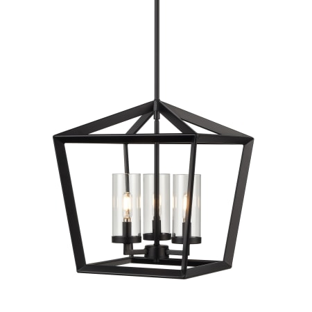 A large image of the Innovations Lighting 378-3CR-17-15 Colchester Pendant Matte Black / Clear