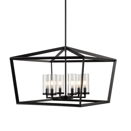 A large image of the Innovations Lighting 378-6CR-19-26 Colchester Chandelier Matte Black / Clear