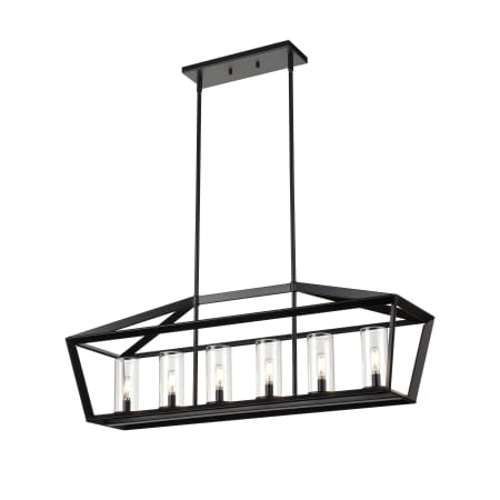 A large image of the Innovations Lighting 378-6I-14-39 Colchester Linear Matte Black / Clear