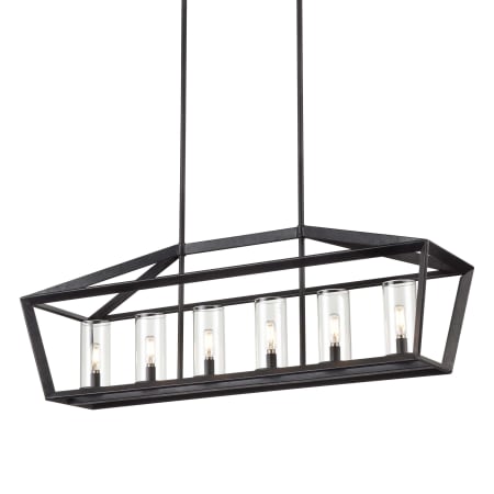 A large image of the Innovations Lighting 378-6I-14-39 Colchester Linear Weathered Zinc