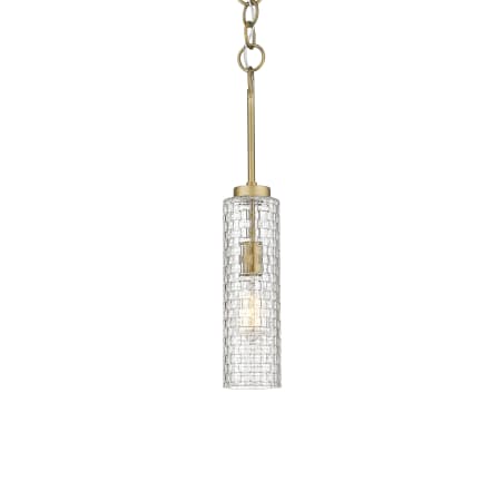 A large image of the Innovations Lighting 380-1S-21-4 Wexford Pendant Brushed Brass / Clear Basket Weave