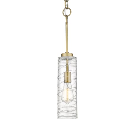 A large image of the Innovations Lighting 380-1S-21-4 Wexford Pendant Brushed Brass / Clear Deco Swirl