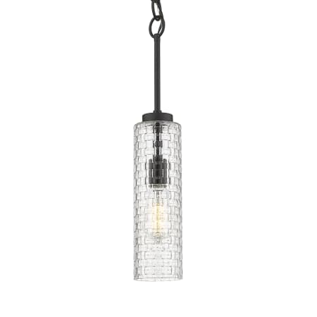 A large image of the Innovations Lighting 380-1S-21-4 Wexford Pendant Matte Black / Clear Basket Weave