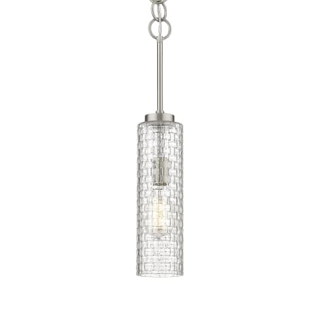 A large image of the Innovations Lighting 380-1S-21-4 Wexford Pendant Brushed Satin Nickel / Clear Basket Weave