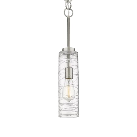 A large image of the Innovations Lighting 380-1S-21-4 Wexford Pendant Brushed Satin Nickel / Clear Deco Swirl