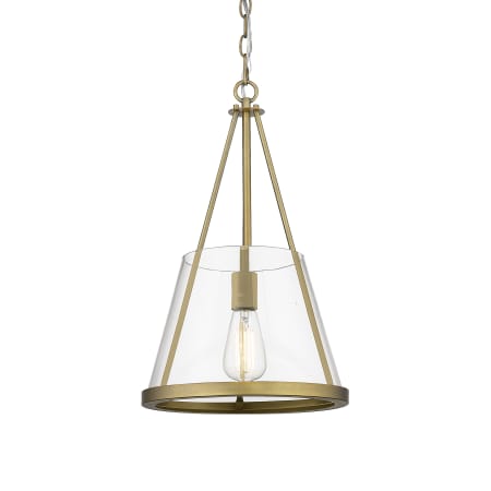 A large image of the Innovations Lighting 383-1S-20-12 Lux Pendant Brushed Brass / Clear