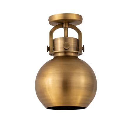 A large image of the Innovations Lighting 410-1F-12-8 Newton Sphere Flush Brushed Brass / Brushed Brass