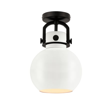 A large image of the Innovations Lighting 410-1F-15-8 Newton Sphere Flush Matte Black