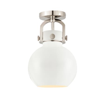 A large image of the Innovations Lighting 410-1F-15-8 Newton Sphere Flush Polished Nickel