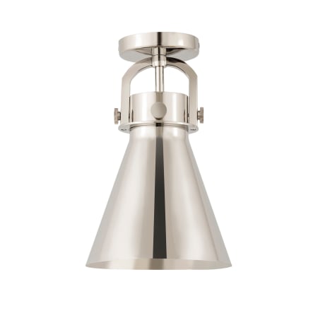 A large image of the Innovations Lighting 410-1F-15-8 Newton Cone Flush Polished Nickel