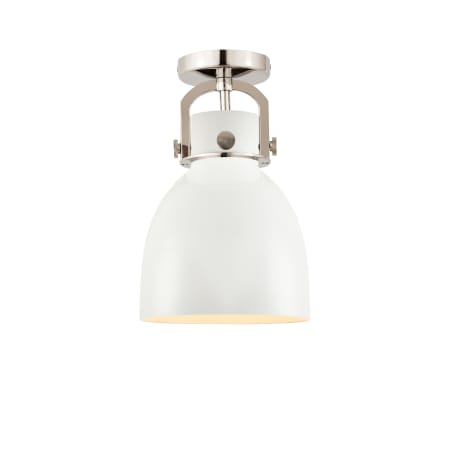 A large image of the Innovations Lighting 410-1F-15-8 Newton Bell Flush Polished Nickel