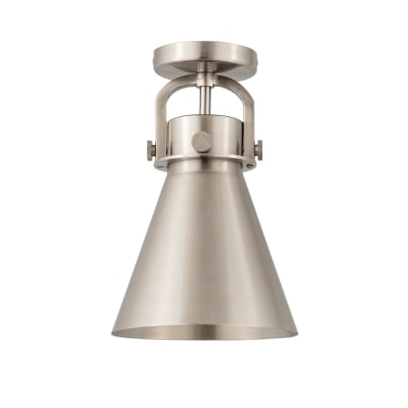 A large image of the Innovations Lighting 410-1F-15-8 Newton Cone Flush Satin Nickel