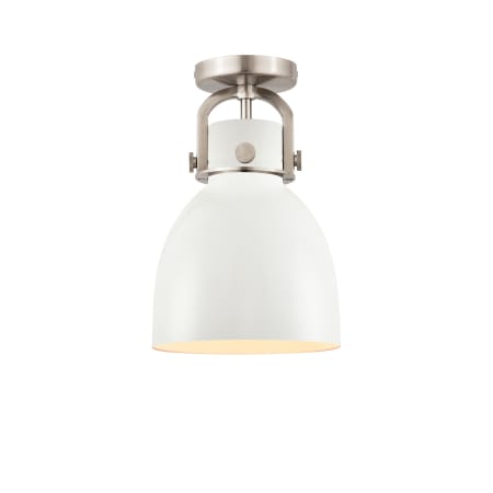 A large image of the Innovations Lighting 410-1F-15-8 Newton Bell Flush Satin Nickel