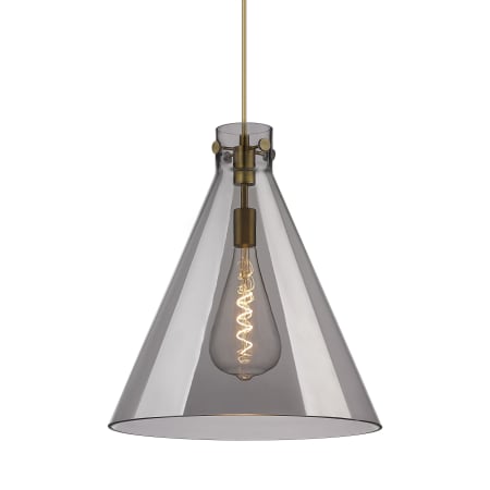 A large image of the Innovations Lighting 410-1PL-20-18 Newton Cone Pendant Brushed Brass / Plated Smoke