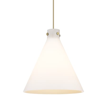 A large image of the Innovations Lighting 410-1PL-20-18 Newton Cone Pendant Brushed Brass / Matte White