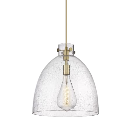 A large image of the Innovations Lighting 410-1PL-17-16 Newton Bell Pendant Brushed Brass / Seedy