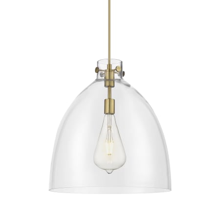 A large image of the Innovations Lighting 410-1PL-20-18 Newton Bell Pendant Brushed Brass / Clear