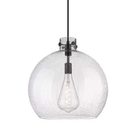 A large image of the Innovations Lighting 410-1PL-18-18 Newton Sphere Pendant Matte Black / Seedy