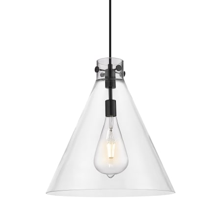 A large image of the Innovations Lighting 410-1PL-20-18 Newton Cone Pendant Matte Black / Clear