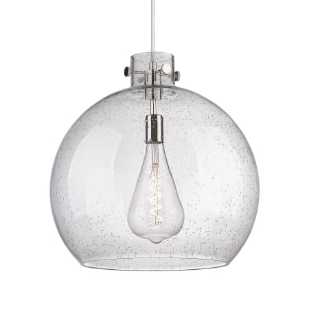 A large image of the Innovations Lighting 410-1PL-18-18 Newton Sphere Pendant Polished Nickel / Seedy