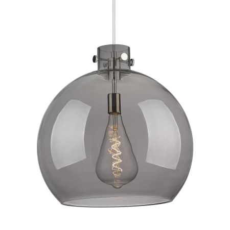 A large image of the Innovations Lighting 410-1PL-18-18 Newton Sphere Pendant Polished Nickel / Plated Smoke