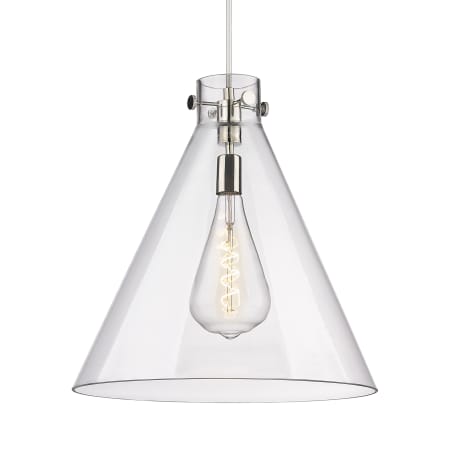 A large image of the Innovations Lighting 410-1PL-20-18 Newton Cone Pendant Polished Nickel / Clear