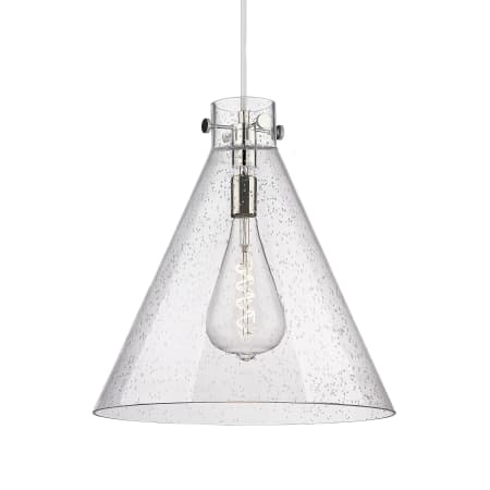 A large image of the Innovations Lighting 410-1PL-20-18 Newton Cone Pendant Polished Nickel / Seedy