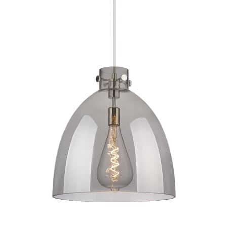 A large image of the Innovations Lighting 410-1PL-17-16 Newton Bell Pendant Polished Nickel / Plated Smoke