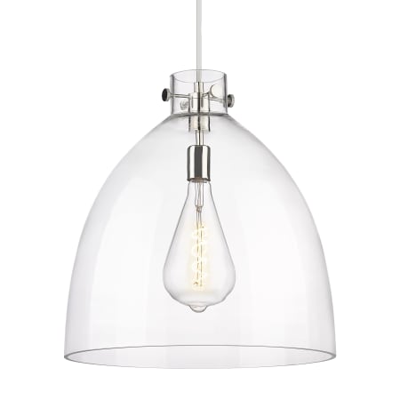 A large image of the Innovations Lighting 410-1PL-20-18 Newton Bell Pendant Polished Nickel / Clear