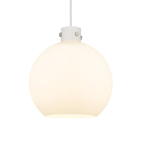 A large image of the Innovations Lighting 410-1PL-18-18 Newton Sphere Pendant Satin Nickel / Matte White