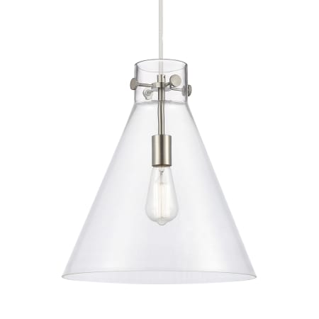 A large image of the Innovations Lighting 410-1PL-17-14 Newton Cone Pendant Satin Nickel / Clear