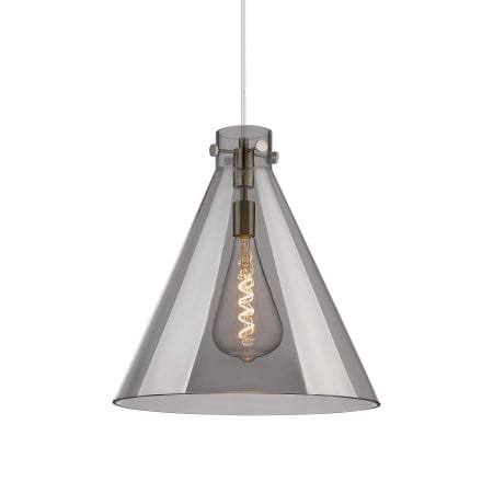 A large image of the Innovations Lighting 410-1PL-20-18 Newton Cone Pendant Satin Nickel / Plated Smoke