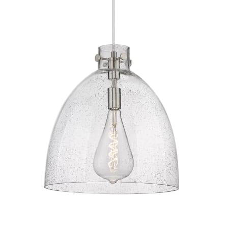 A large image of the Innovations Lighting 410-1PL-17-16 Newton Bell Pendant Satin Nickel / Seedy