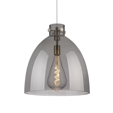 A large image of the Innovations Lighting 410-1PL-17-16 Newton Bell Pendant Satin Nickel / Plated Smoke