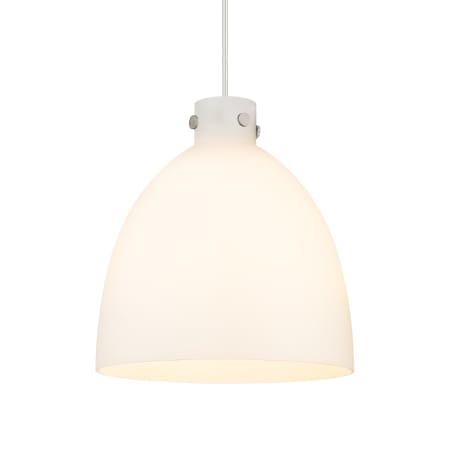 A large image of the Innovations Lighting 410-1PL-17-16 Newton Bell Pendant Satin Nickel / Matte White