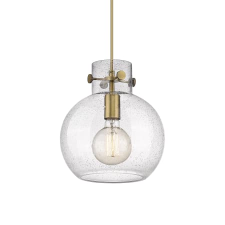 A large image of the Innovations Lighting 410-1PM-11-10 Newton Sphere Pendant Brushed Brass / Seedy