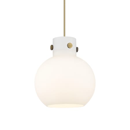 A large image of the Innovations Lighting 410-1PM-11-10 Newton Sphere Pendant Brushed Brass / Matte White