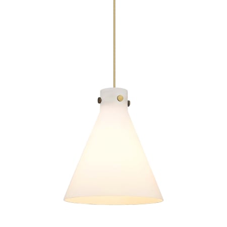 A large image of the Innovations Lighting 410-1PM-17-14 Newton Cone Pendant Brushed Brass / Matte White