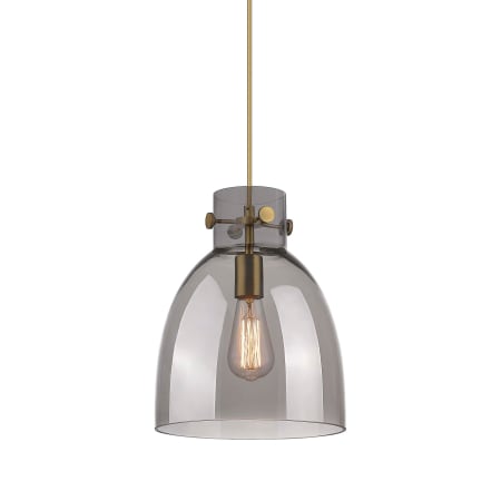 A large image of the Innovations Lighting 410-1PM-13-10 Newton Bell Pendant Brushed Brass / Plated Smoke