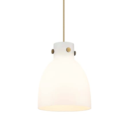 A large image of the Innovations Lighting 410-1PM-13-10 Newton Bell Pendant Brushed Brass / Matte White