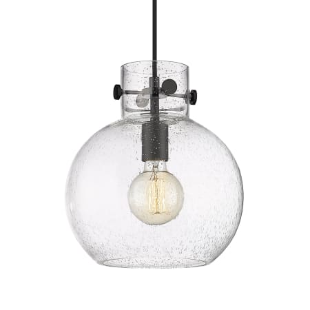 A large image of the Innovations Lighting 410-1PM-11-10 Newton Sphere Pendant Matte Black / Seedy