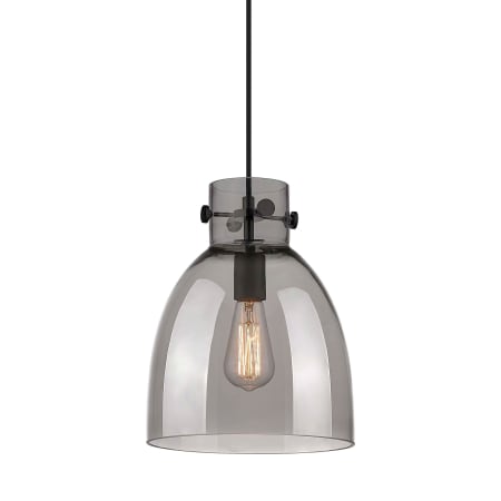 A large image of the Innovations Lighting 410-1PM-13-10 Newton Bell Pendant Matte Black / Plated Smoke